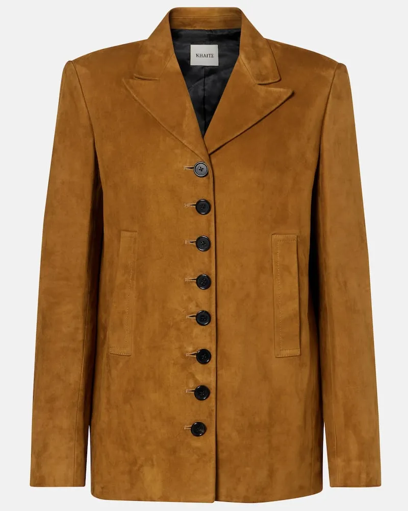 KHAITE Jacke Saraphina aus Veloursleder Braun