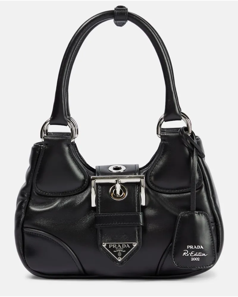 Prada Schultertasche Moon Small aus Leder Schwarz