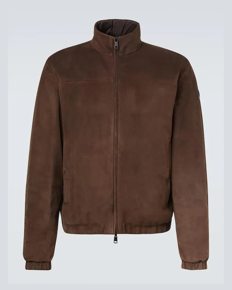 Moncler Daunenjacke Cernay aus Veloursleder Braun