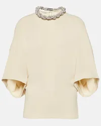 Stella McCartney Verziertes Oversize-Top aus Cady Weiss