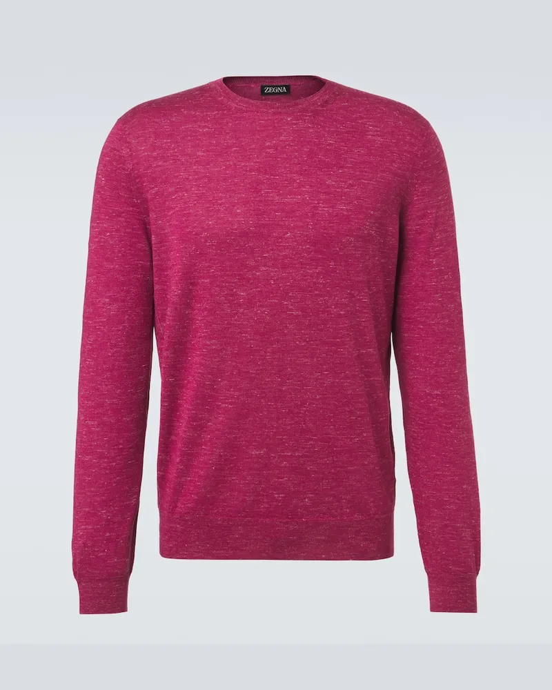 Ermenegildo Zegna Pullover aus Seide, Kaschmir und Leinen Rosa