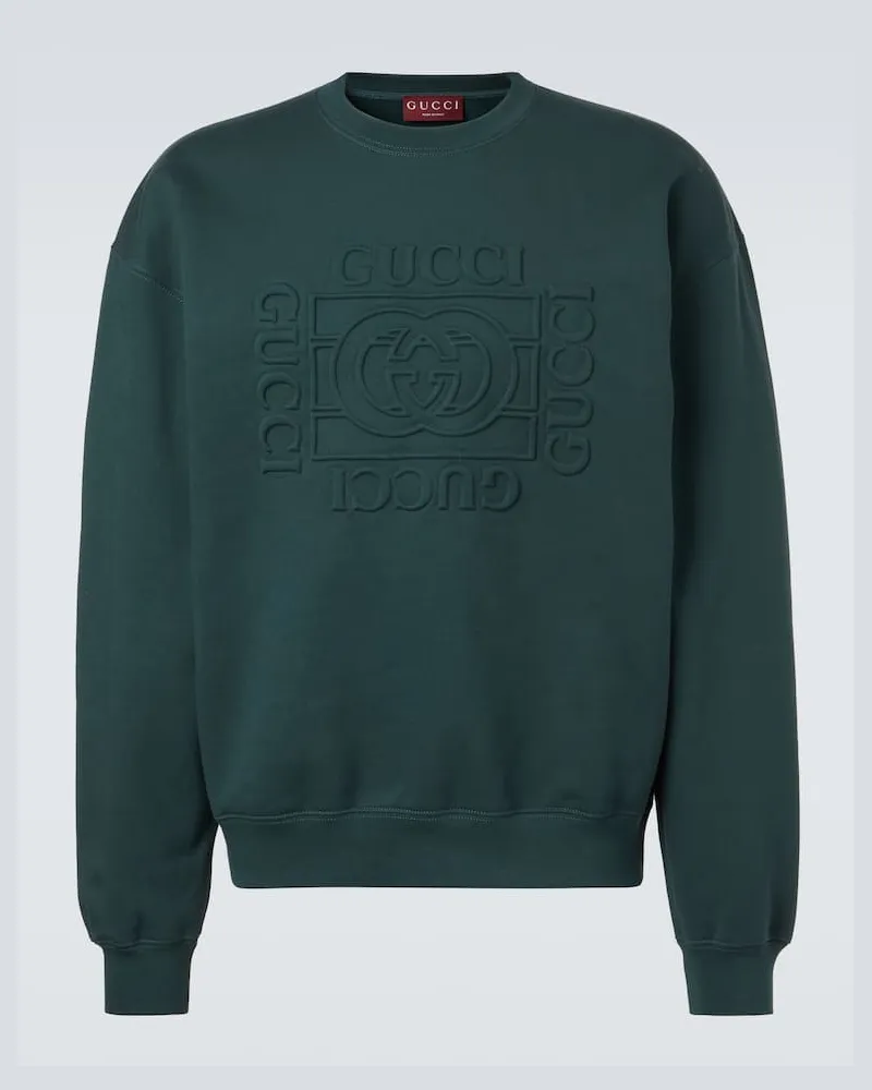 Gucci Sweatshirt Interlocking G aus Baumwolle Grün