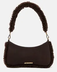 Jacquemus Schultertasche Le Bisou Doux Small mit Shearling Braun