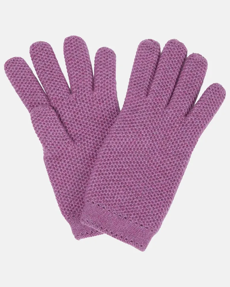 Loro Piana Handschuhe Crochet aus Kaschmir Violett