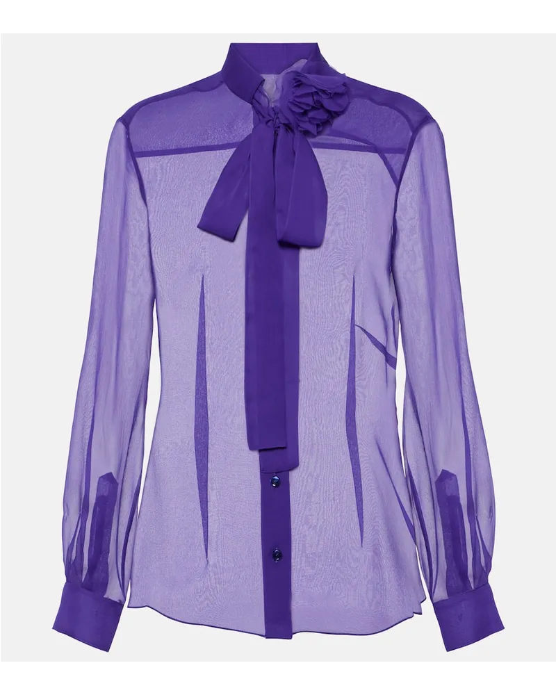 Dolce & Gabbana Schluppenbluse aus Seidenchiffon Lila