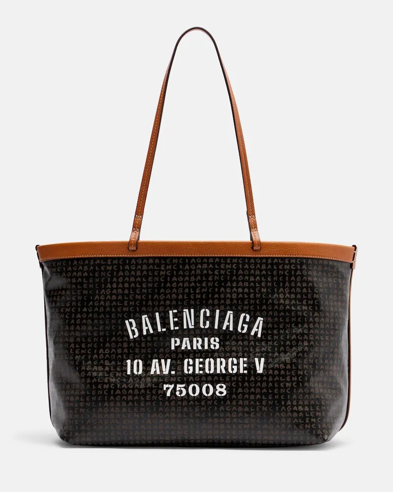 Balenciaga Tote Bag Snob Medium aus Canvas mit Leder Schwarz