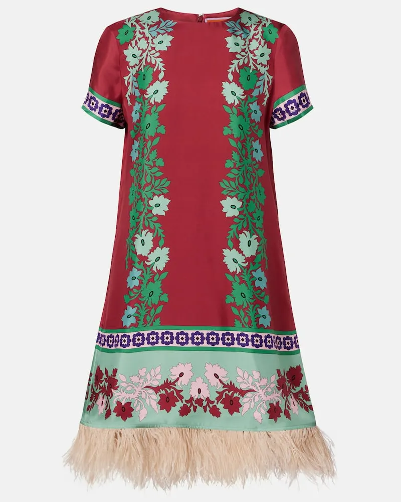 La DoubleJ Minikleid Swing aus Seide mit Federn Multicolor