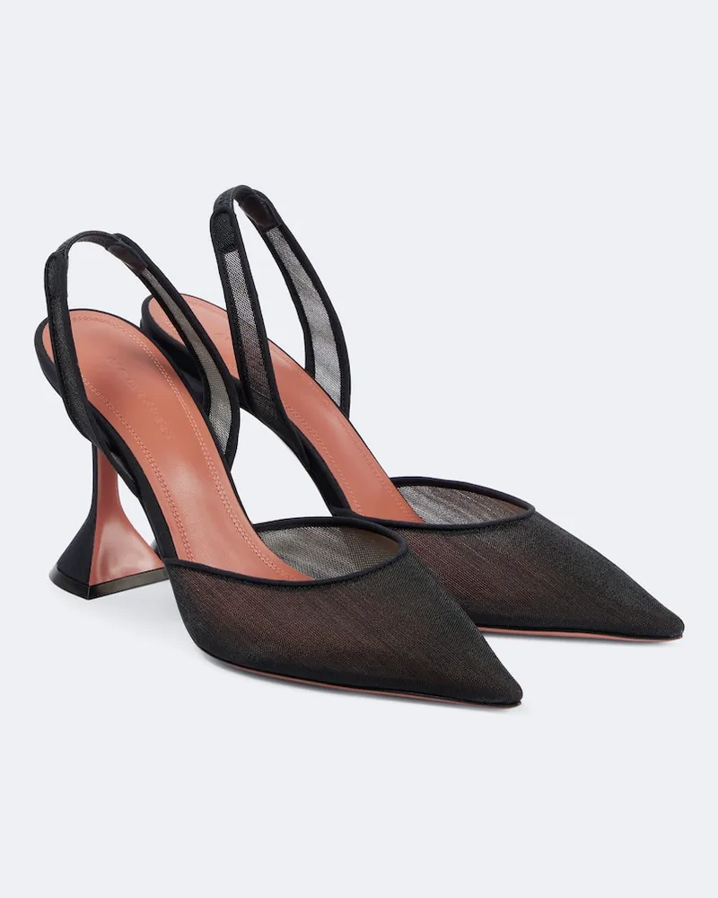 Amina Muaddi Slingback-Pumps Holli 105 aus Mesh Schwarz