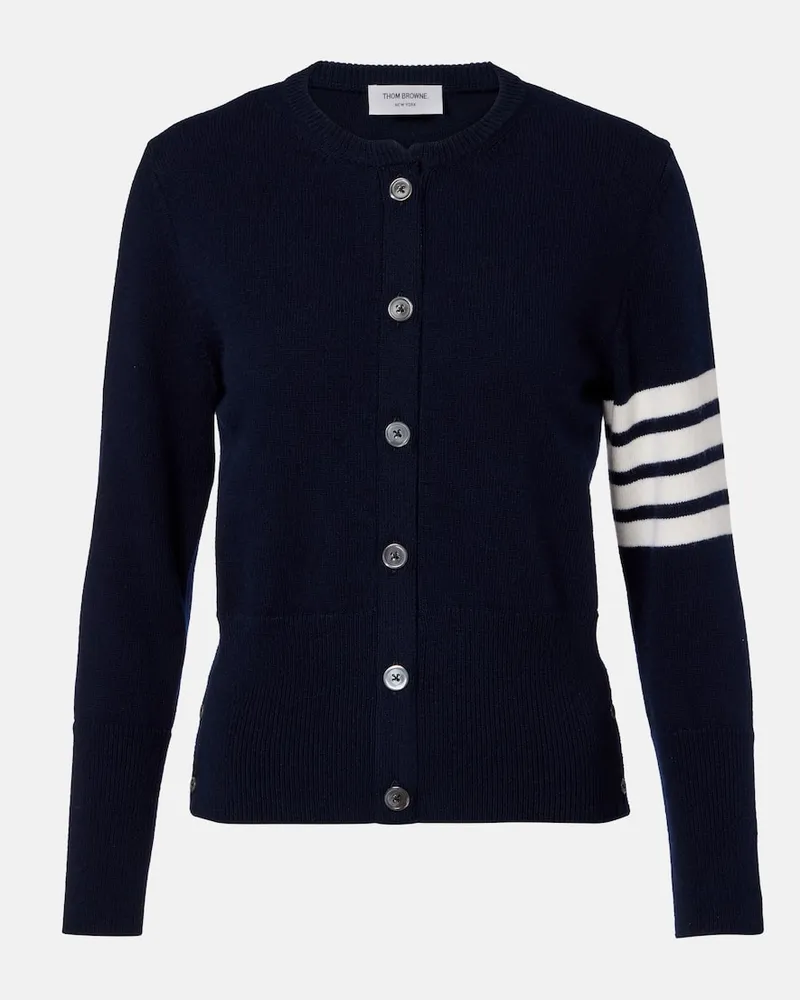 Thom Browne Cardigan 4-Bar aus Schurwolle Blau