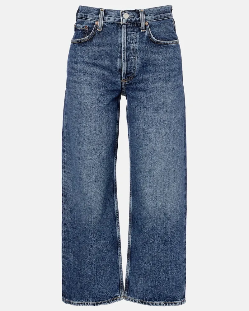 AGOLDE Cropped Mid-Rise Wide-Leg Jeans Arc Blau