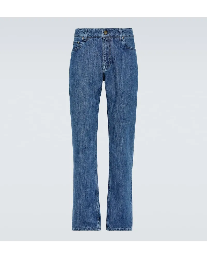 Etro Low-Rise Straight Jeans Blau