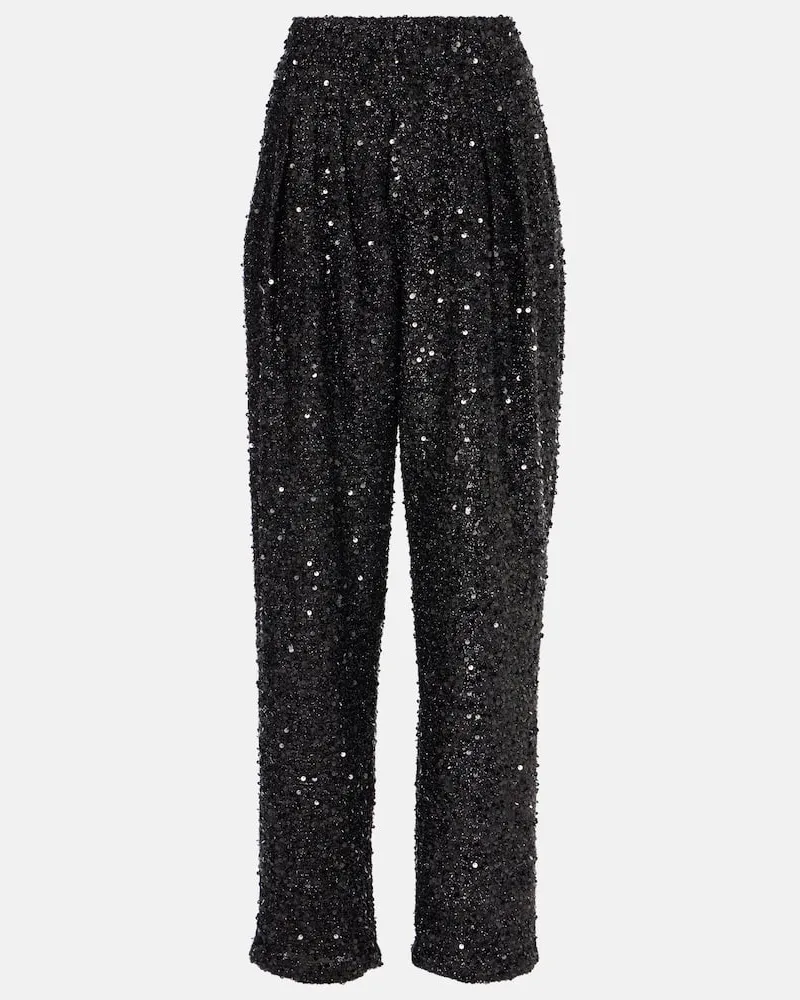 Isabel Marant Weite Hose Aras mit Pailletten Schwarz