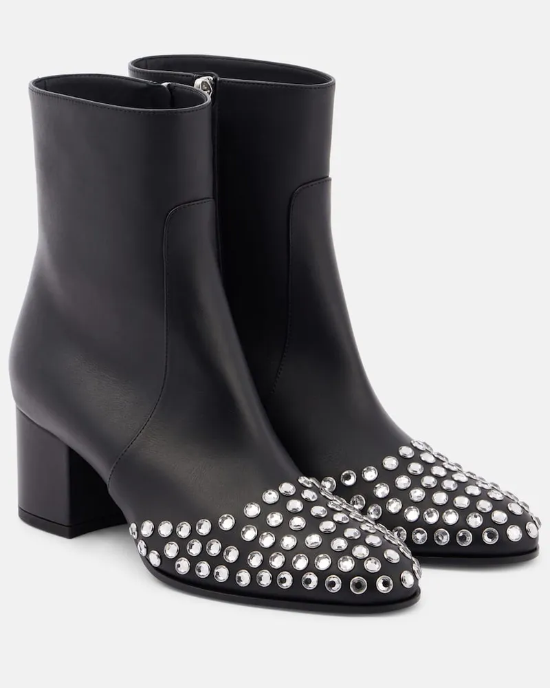 Alaïa Alaïa Ankle Boots 60 aus Leder mit Kristallen Schwarz