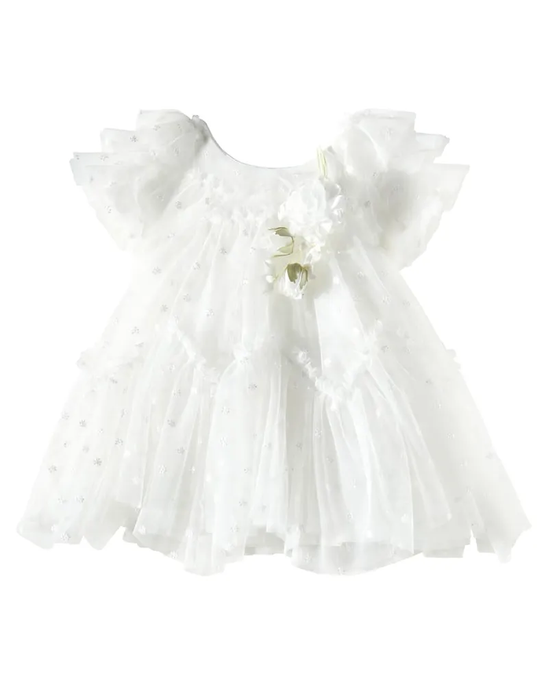 Monnalisa Baby Kleid Daisy aus Tüll Weiß