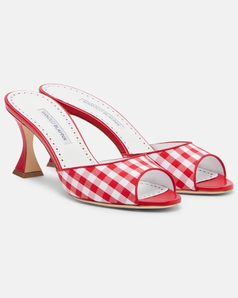 Manolo Blahnik Mules Jadara mit Leder Rot