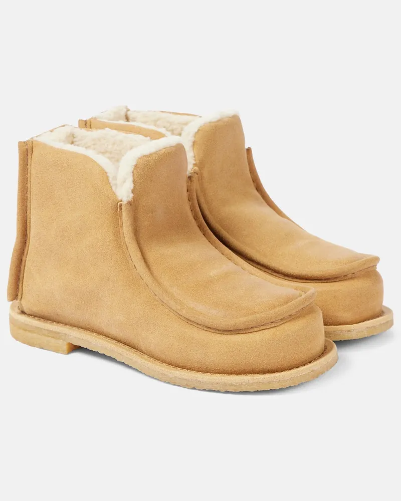 J.W.Anderson Ankle Boots aus Veloursleder mit Shearling Orange