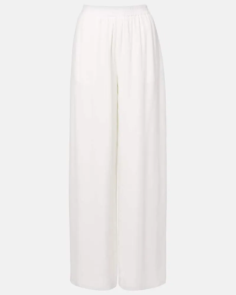 Oscar de la Renta Gerade Mid-Rise-Hose aus Seide Weiß