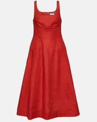 Chloé Chloe Midikleid aus Leinen Rot