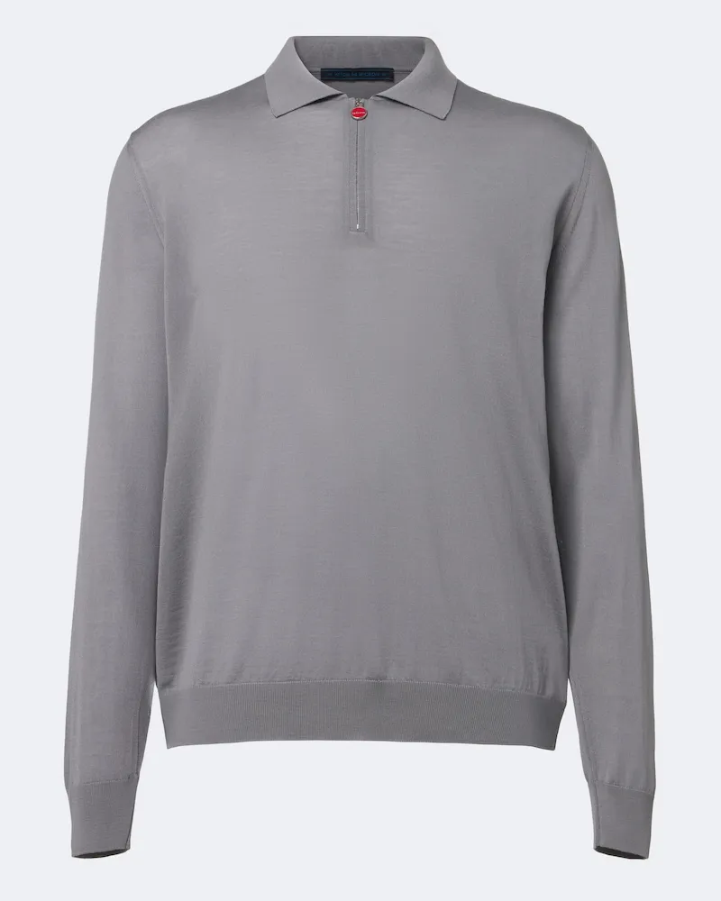 Kiton Polopullover aus Wolle Grau