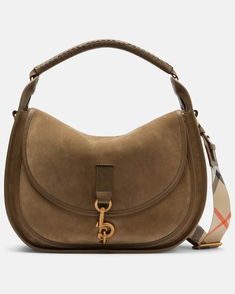 Burberry Schultertasche aus Veloursleder Braun