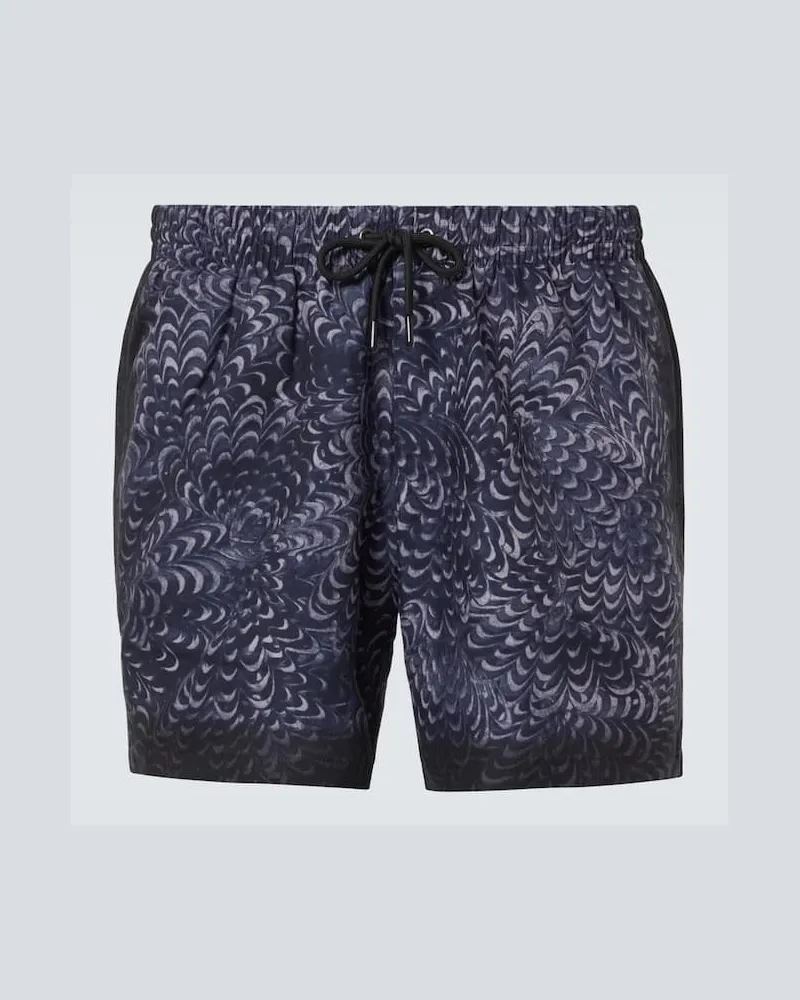 Dries van Noten Bedruckte Badeshorts Blau