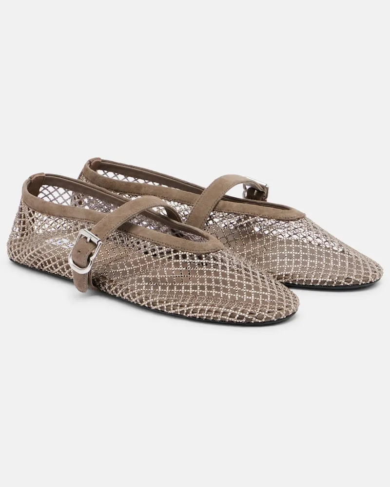 Alaïa Alaïa Verzierte Ballerinas mit Veloursleder Silber