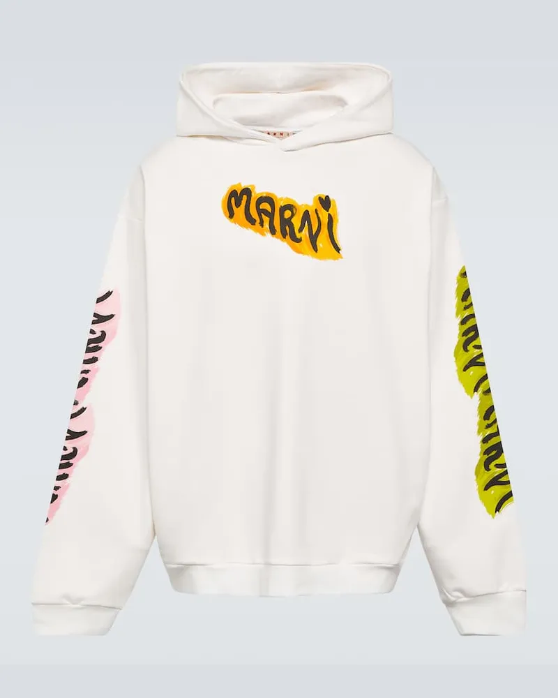 Marni Bedruckter Hoodie aus Baumwoll-Jersey Weiß