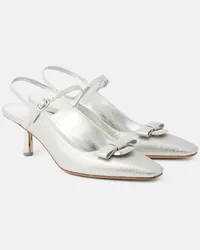 Ferragamo Slingback-Pumps Ophelia 55 aus Metallic-Leder Silber