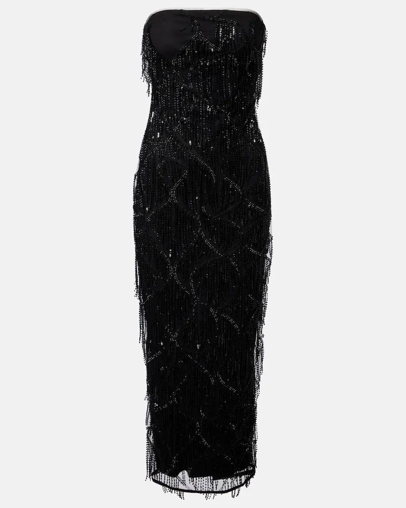 ROTATE Birger Christensen Midikleid Tula mit Pailletten Schwarz