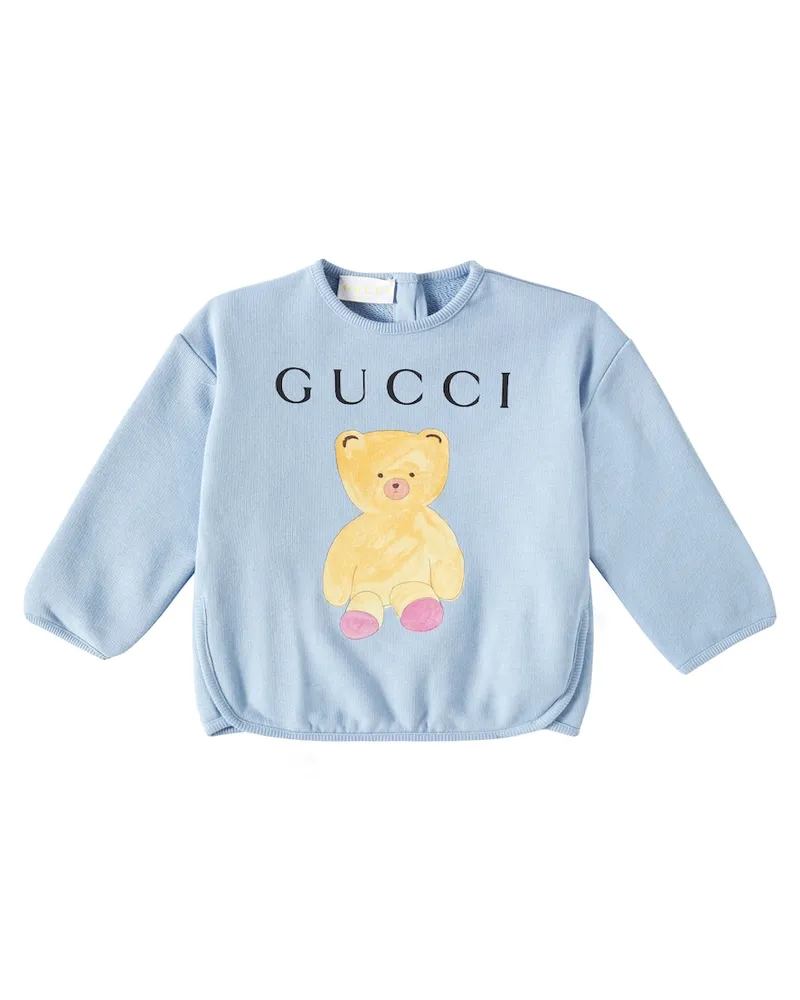 Gucci Baby Bedrucktes Sweatshirt aus Baumwolle Blau