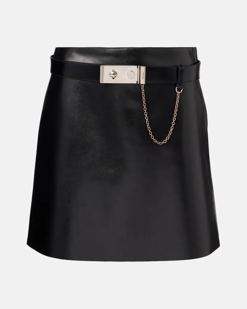 Prada Minirock aus Leder Schwarz
