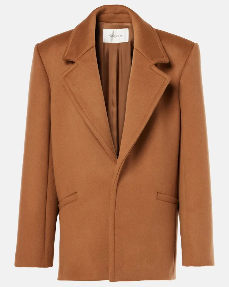 Saint Laurent Mantel aus Schurwolle Braun