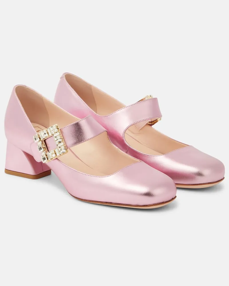 Roger Vivier Mary-Jane-Pumps Très Vivier aus Metallic-Leder Rosa