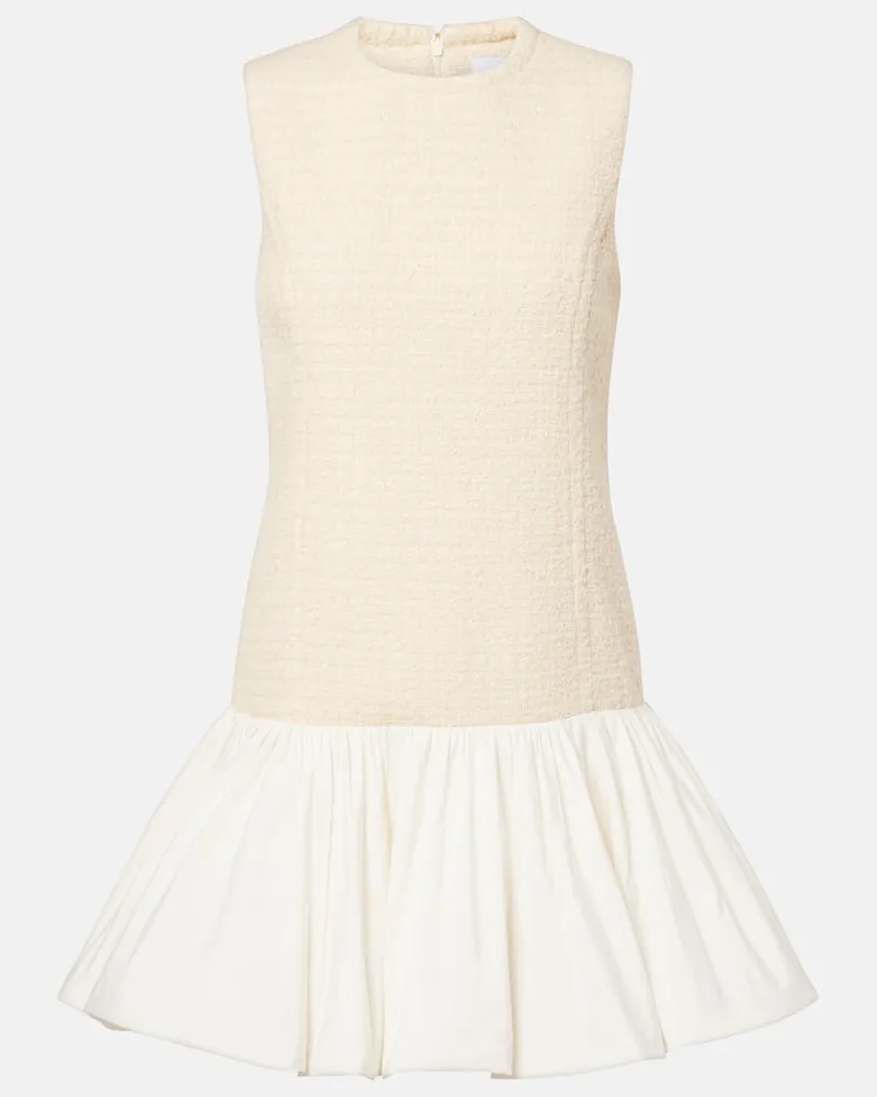 Patou Minikleid aus Tweed und Faille Weiß