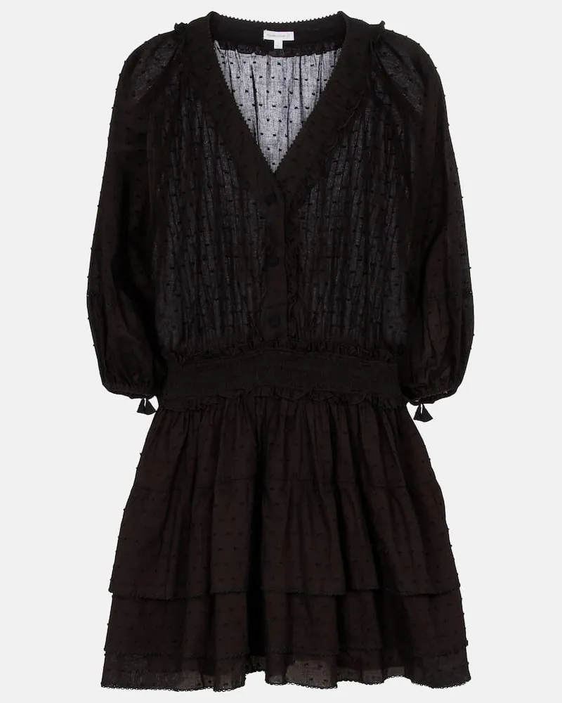Poupette St Barth Minikleid Ariel aus Baumwolle Schwarz