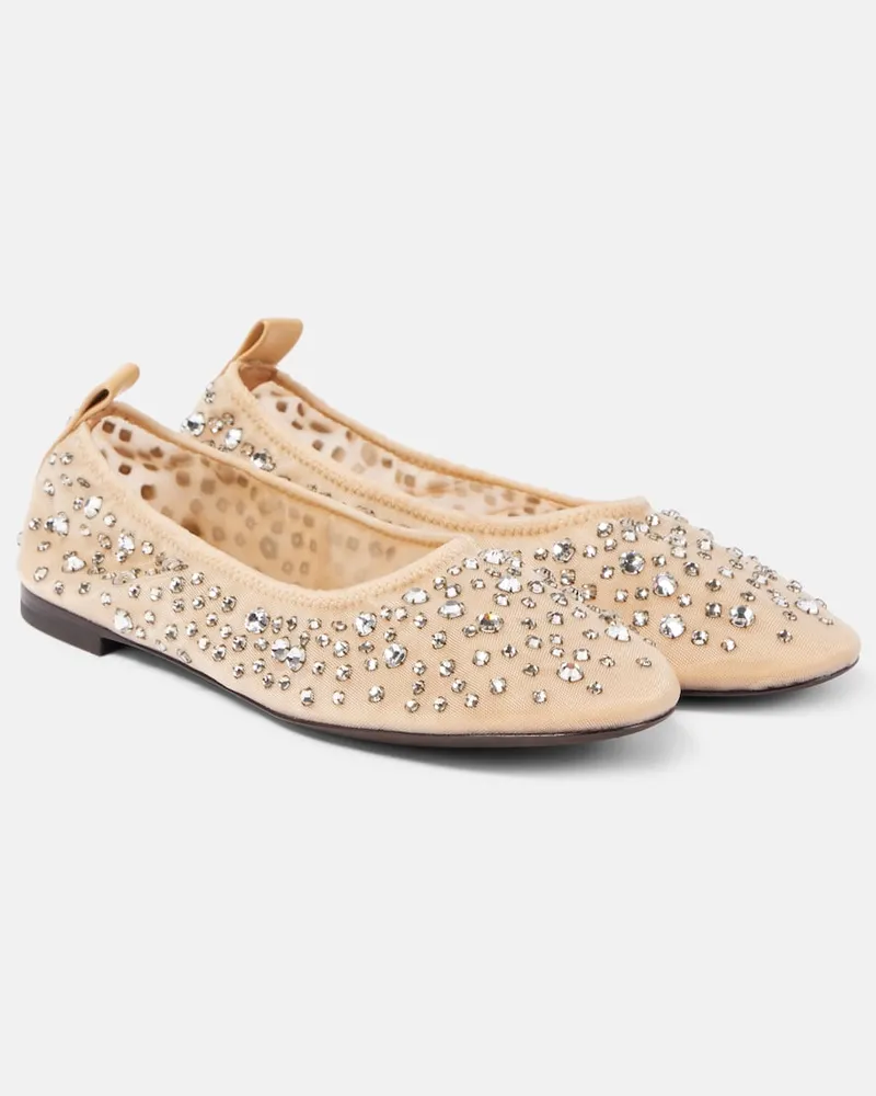 Tory Burch Ballerinas aus Mesh mit Kristallen Weiß