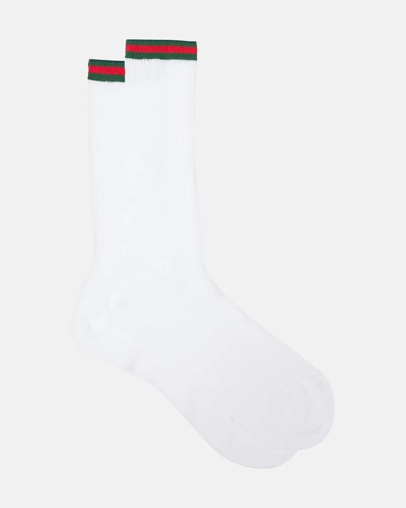 Gucci Socken Web Stripe aus einem Baumwollgemisch Weiß