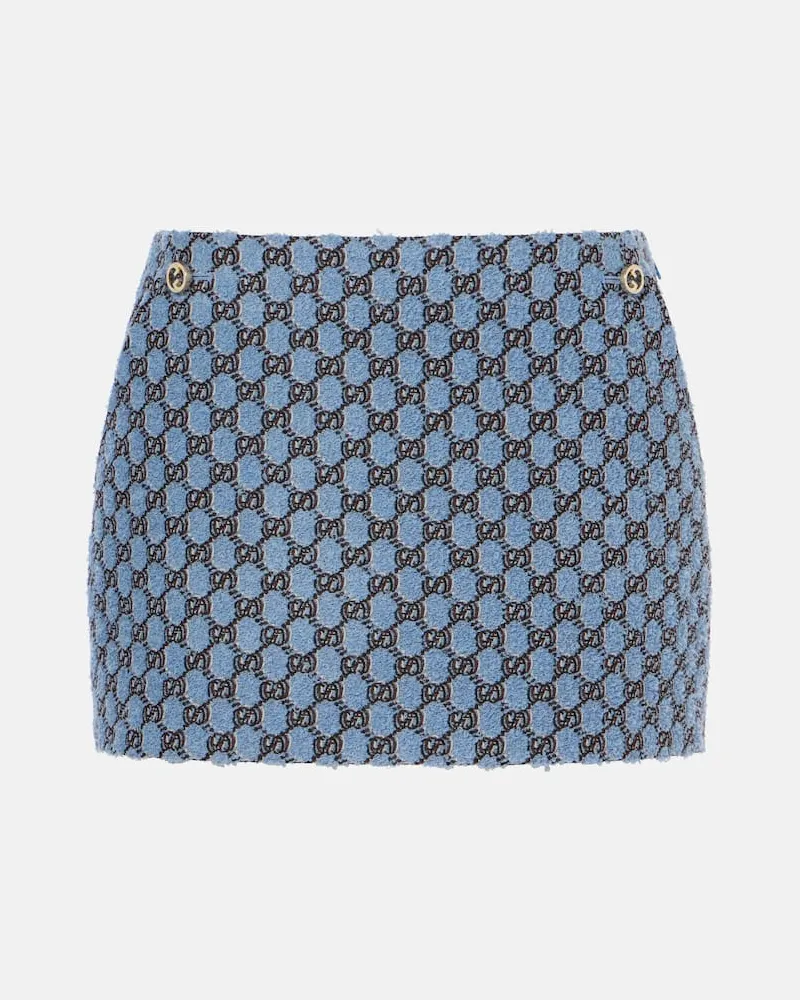 Gucci Minirock GG Shadow aus Boucle Blau