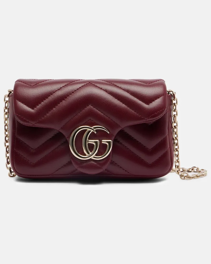 Gucci Schultertasche GG Marmont Mini aus Leder Burgund
