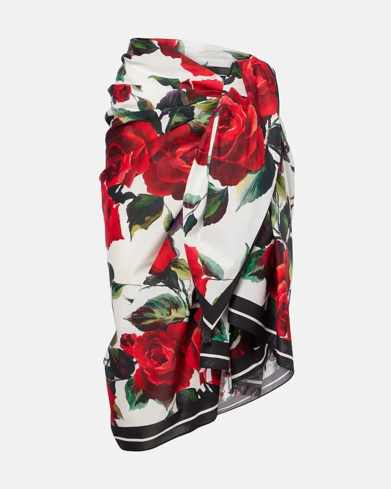 Dolce & Gabbana Bedruckter Pareo aus Baumwolle Rot