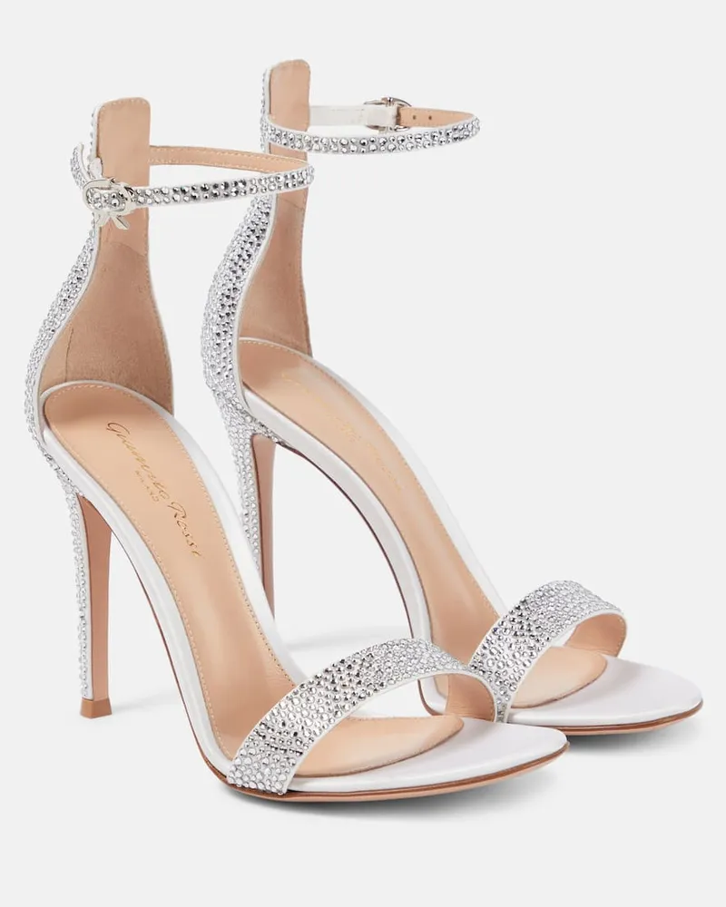 Gianvito Rossi Bridal Verzierte Sandalen Glam aus Satin Weiß