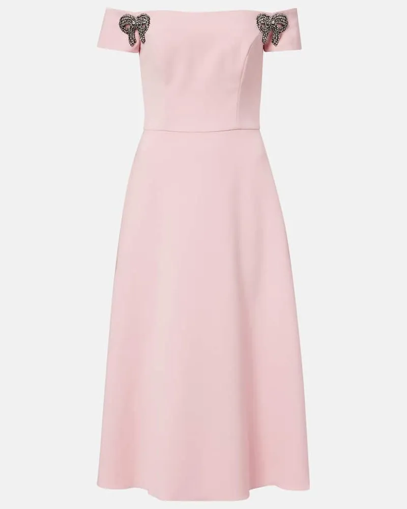 Carolina Herrera New York Verziertes Off-Shoulder-Midikleid Pink