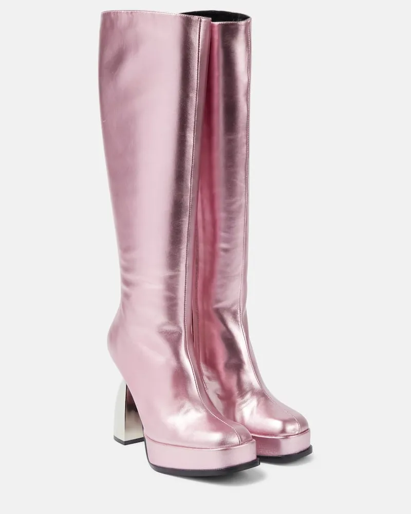 NODALETO Stiefel Angel aus Metallic-Leder Rosa