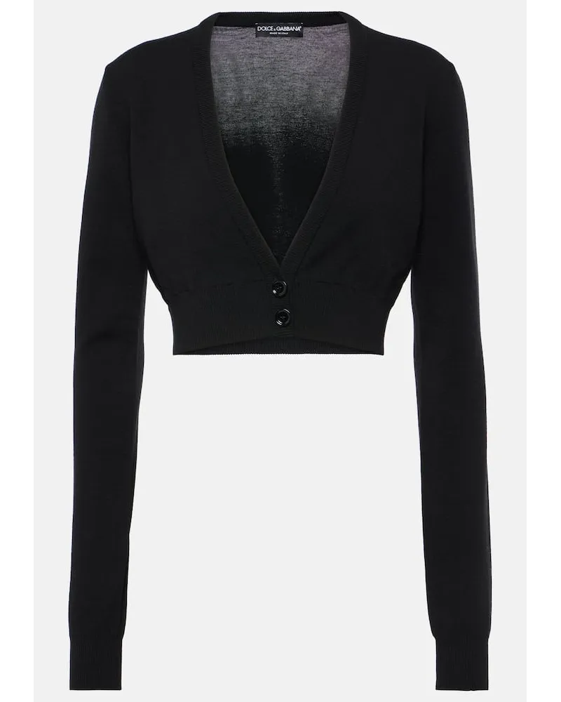 Dolce & Gabbana Cropped-Cardigan aus Schurwolle Schwarz