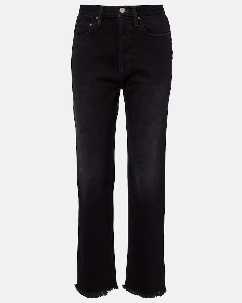 Totême Distressed Straight Jeans Schwarz