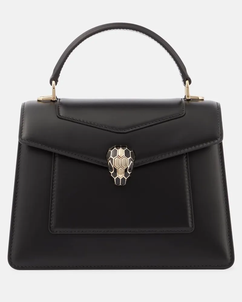 Bulgari Tote Bag Serpenti Forever Medium aus Leder Schwarz