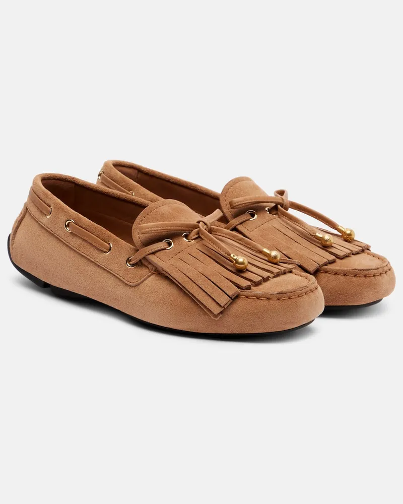 Jimmy Choo Segelschuhe Manon F aus Veloursleder Braun