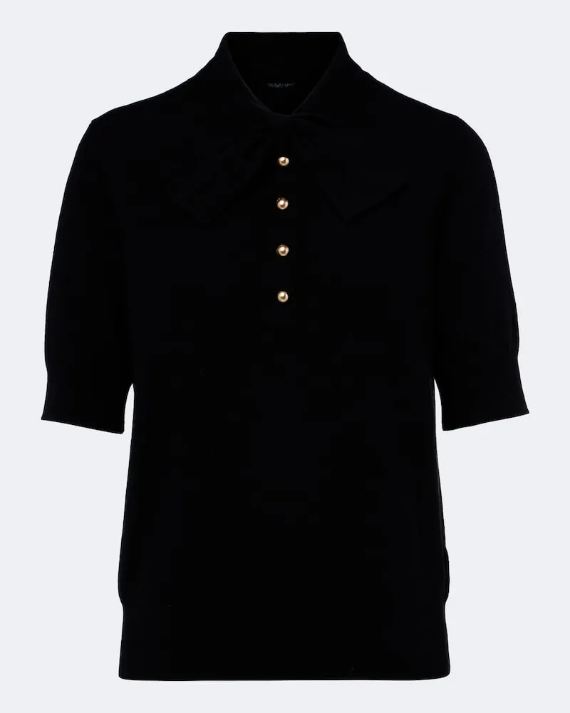 Jardin des Orangers Polopullover aus Wolle und Kaschmir Schwarz