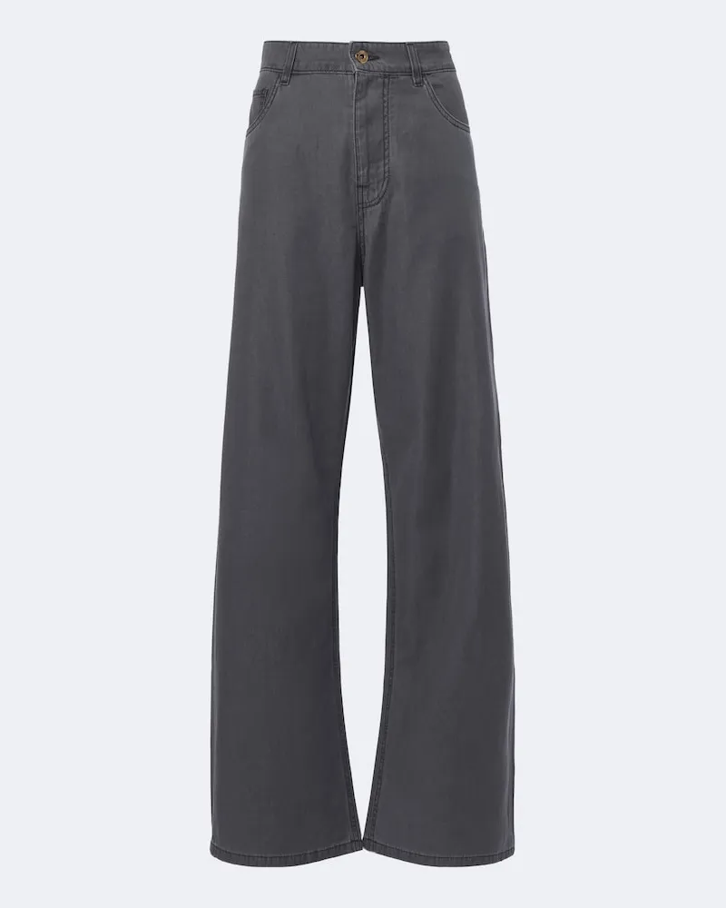 Miu Miu Weite Hose aus Chambray Grau