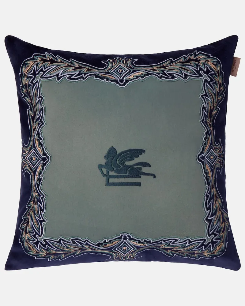 Etro Kissen Kiri aus Samt Blau